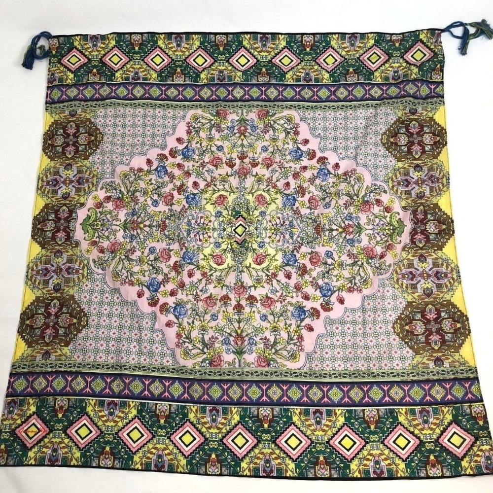 Johnny Was Scarf - Floral Geometric Scarf Tassels